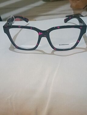 Burberry Black Frame with Pink Speckle Women's Square Glasses
